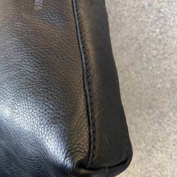 MARGOT NEW YORK Purse Shoulder Bag Black Genuine Leather Zipper Pebbled Designer - Picture 8 of 13